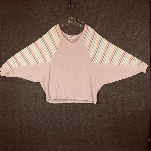 Haptics Batwing Pullover Womens M Striped Top Lightweight Pink by Holly Harper - Picture 3 of 9